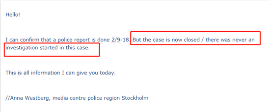 瑞典警方邮件内文截图